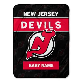 Personalized New Jersey Devils Emblem Baby Pixel Fleece Blanket