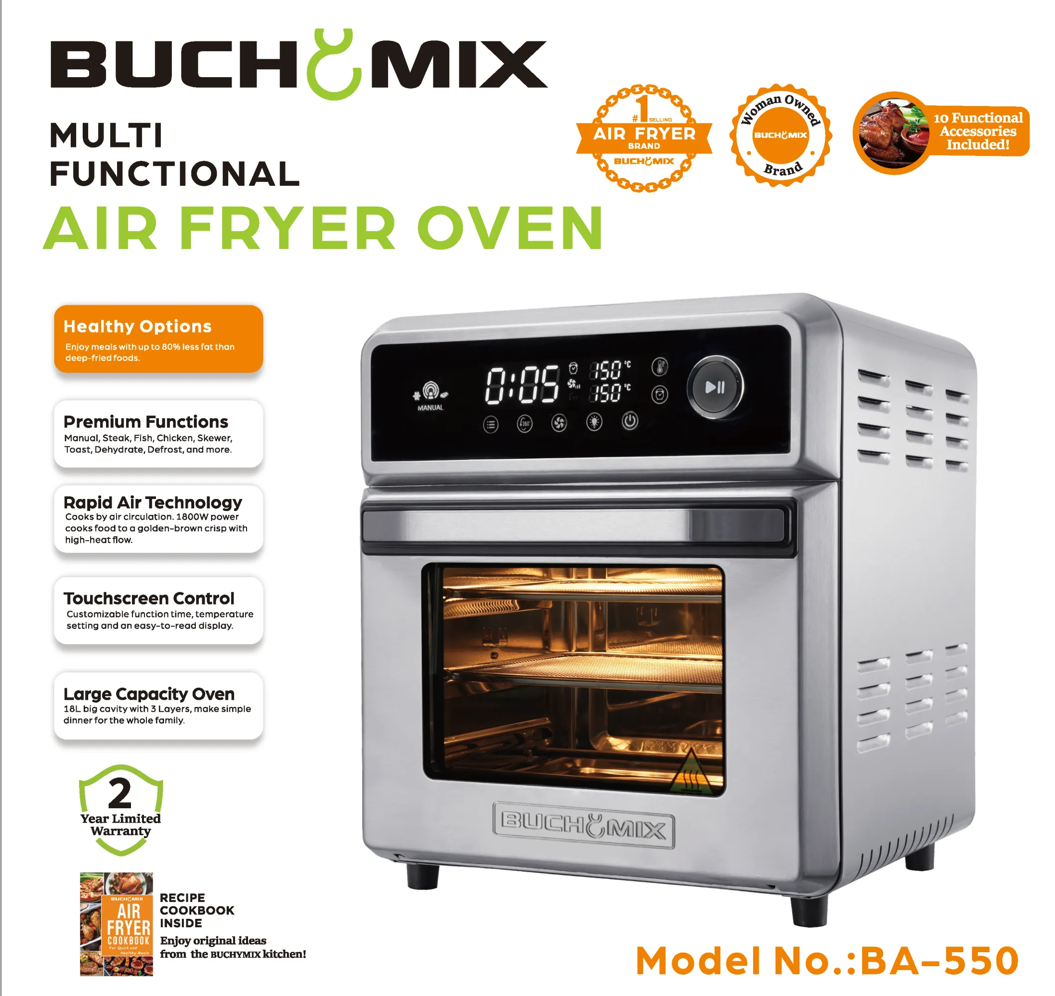 Premium 18L Multifunction  Smart Air Fryer Oven