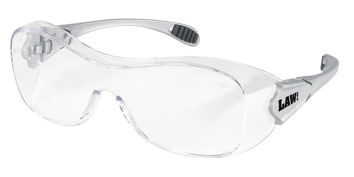 Protective Glasses - MCR Safety Law® OTG Series Clear Anti-Fog Lens Gray Temples Black TPR Temple Inserts OG110AF