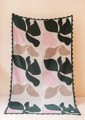 Reversible Green Abstract Cotton Throw