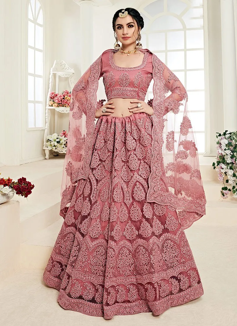 Rouge Pink A Line Trendy Wedding Lehenga Choli