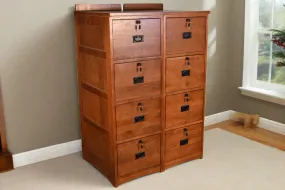 Set of 2 Mission Solid Oak 4 Drawer File Cabinet