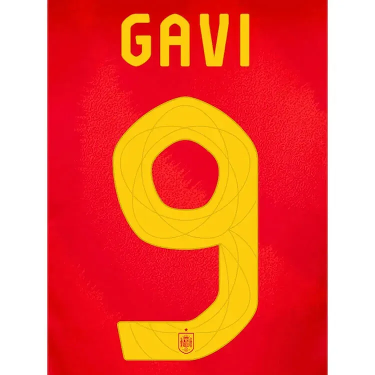 Spain 2024/25 Home Gavi #9 Youth Jersey Name Set