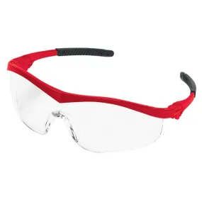 ST130 MCR Safety ST1 Series Safety Glasses, Clear Lens, Nylon Red Temple