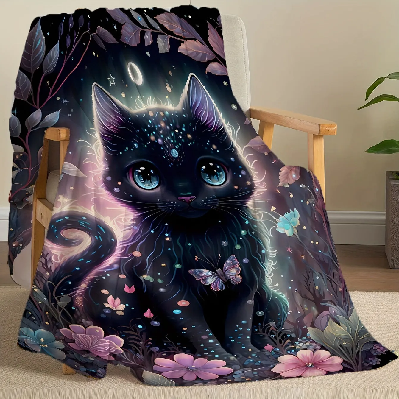 Super Soft Black Cat Flannel Blanket  Perfect Holiday Gift