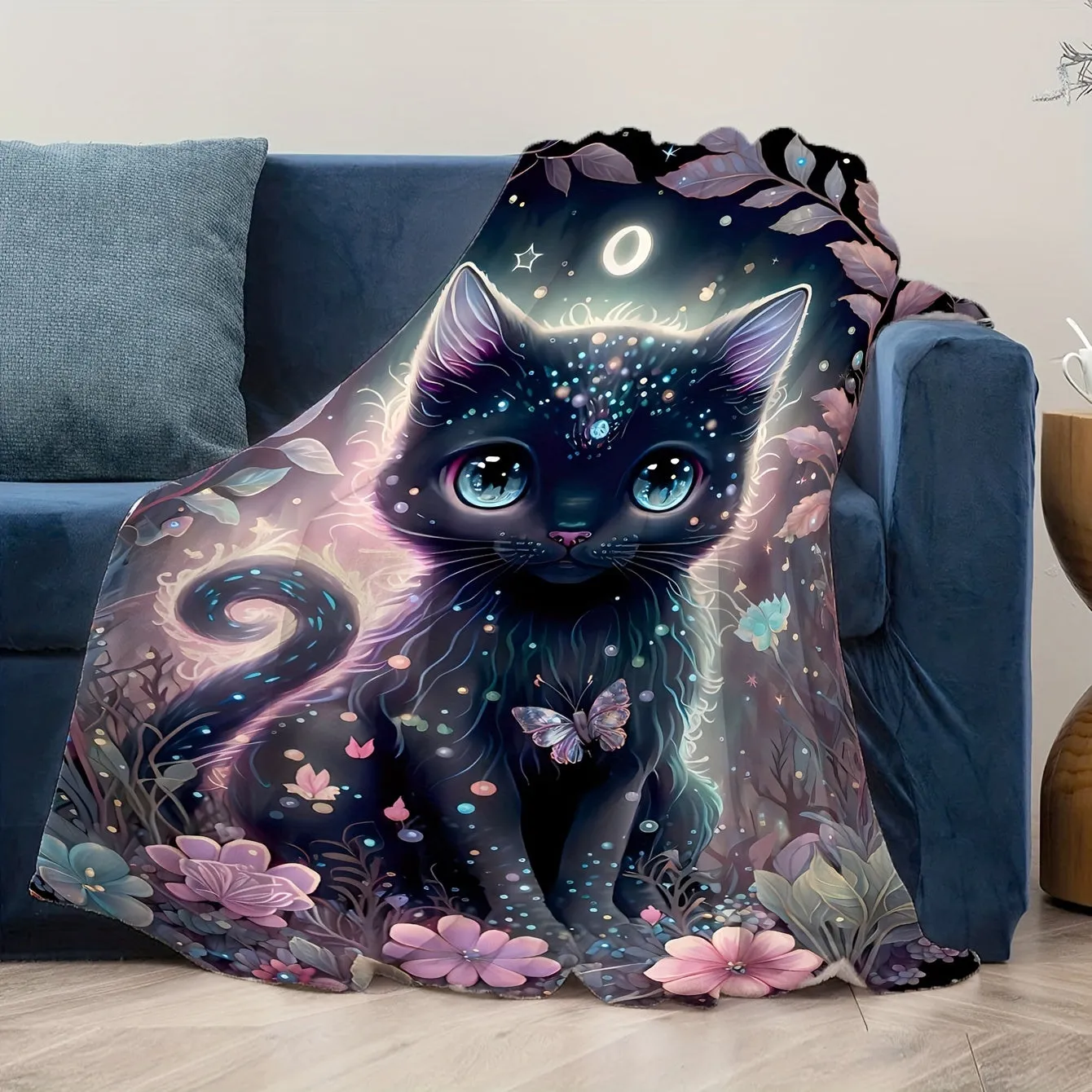 Super Soft Black Cat Flannel Blanket  Perfect Holiday Gift