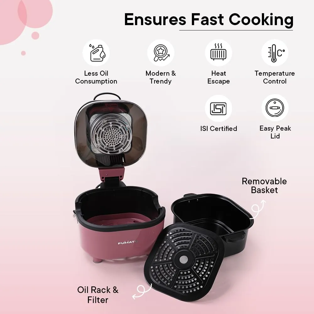 The Better Home FUMATO Aerochef Pro Air fryer With Digital Screen Panel 6.8L Pink & Stainless Steel Water Bottle 1 Litre Green