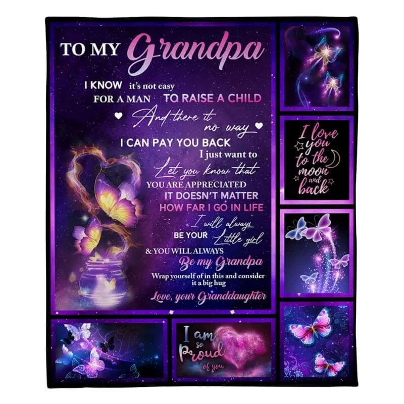 To My Grandpa - From Grandddaughter - Butterfly A315 - Premium Blanket