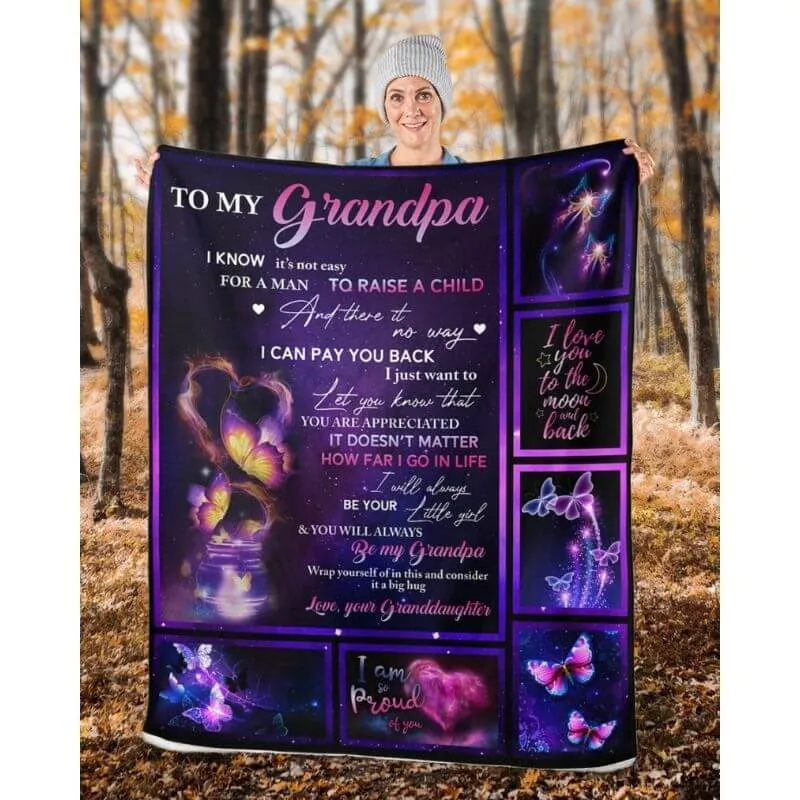 To My Grandpa - From Grandddaughter - Butterfly A315 - Premium Blanket