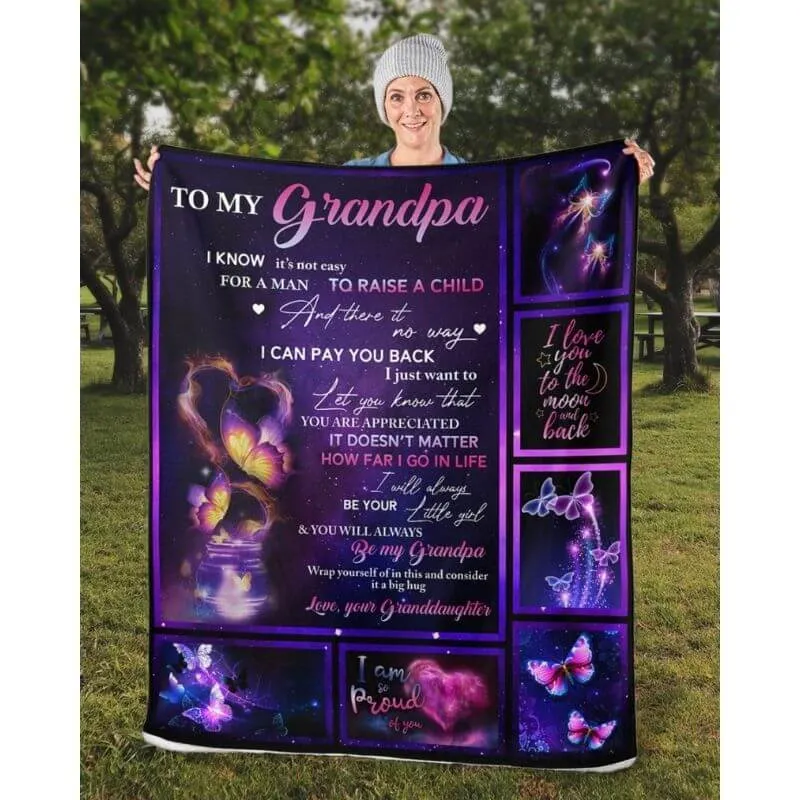 To My Grandpa - From Grandddaughter - Butterfly A315 - Premium Blanket