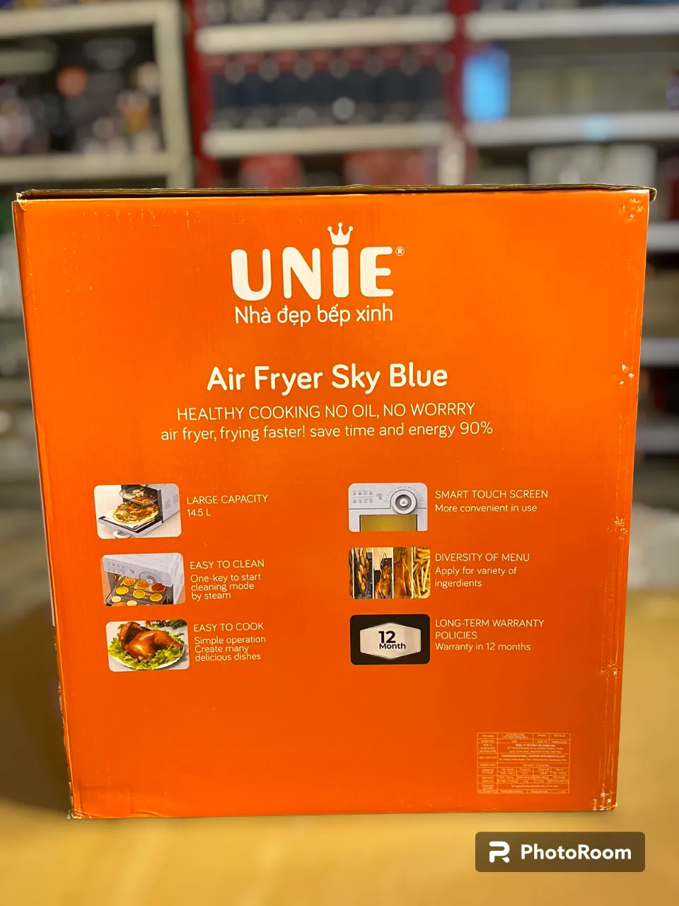 UNIE Digital Air Fryer Sky Blue 14.5L