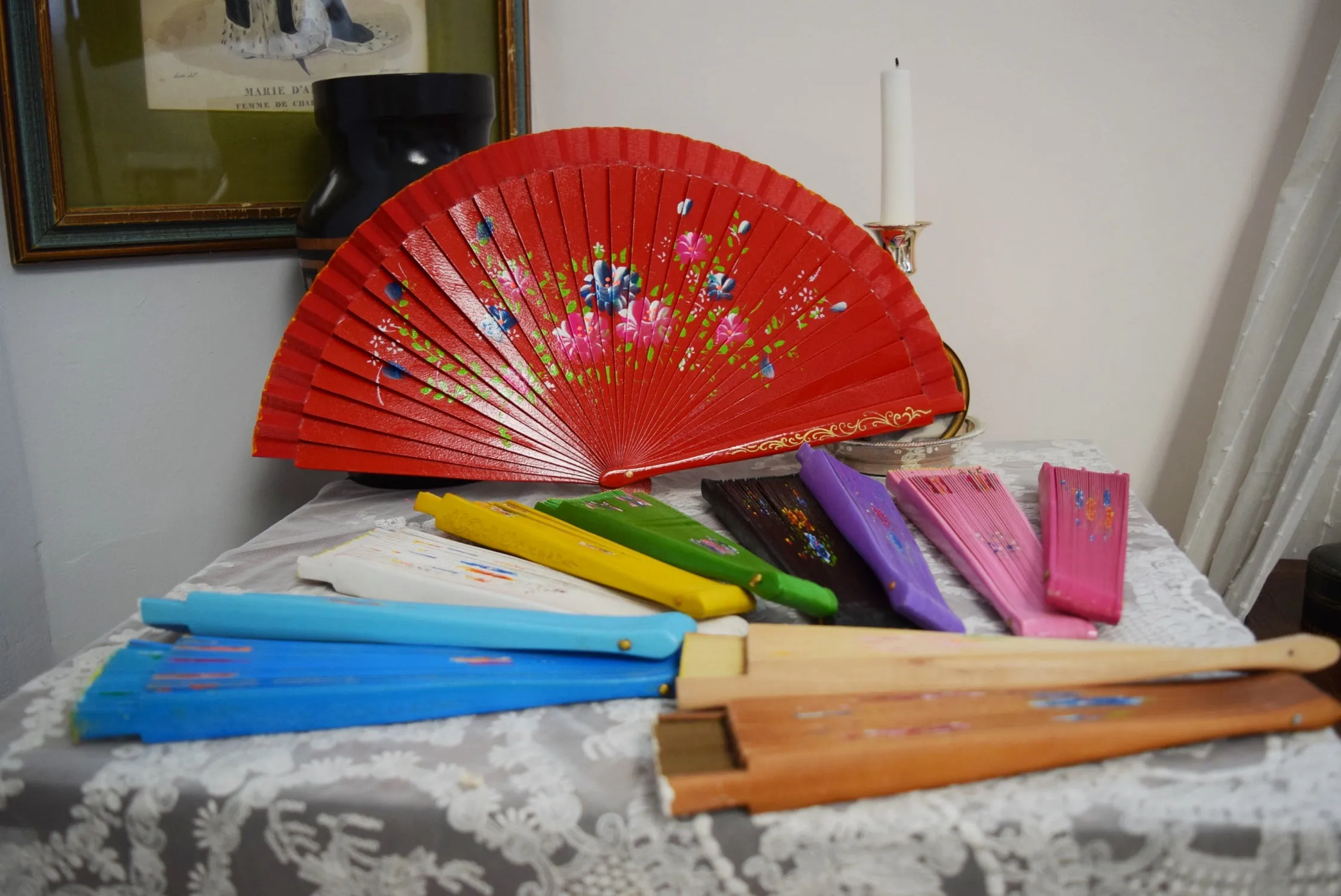 Wooden Hand Fan - White