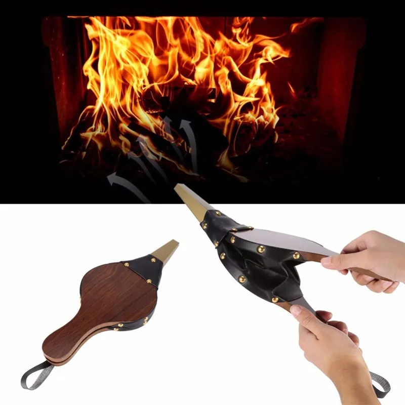 Wooden Manual Fireplace Blower for Fireplace and Barbecue Fast Fire Starter for Outdoor